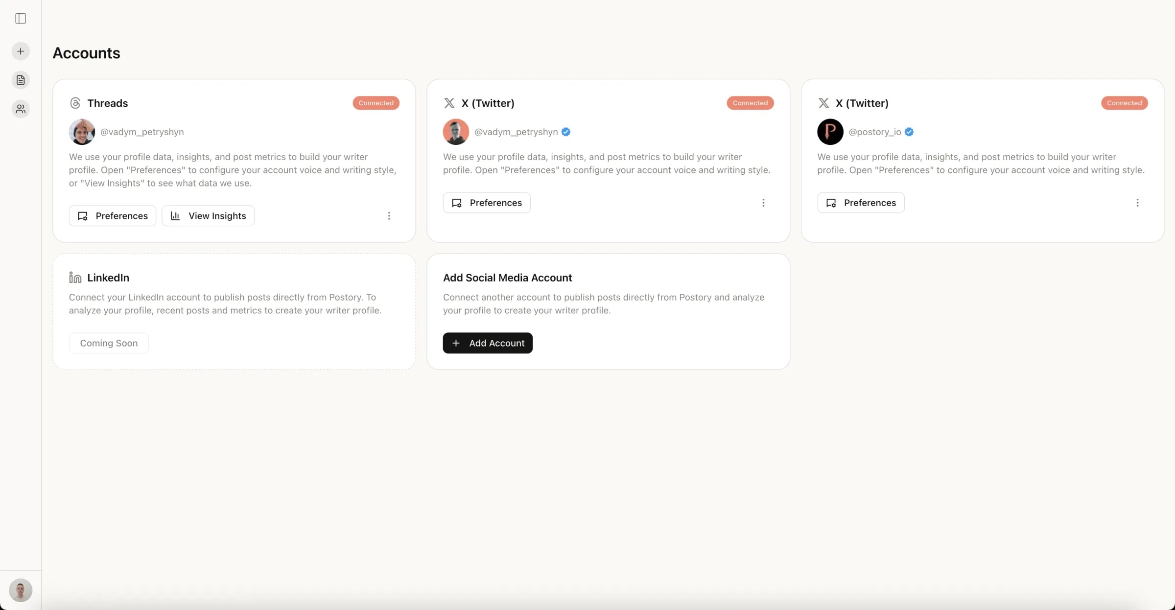 Publish to X, Threads & LinkedIn at once — Postory multi-platform publishing feature screenshot